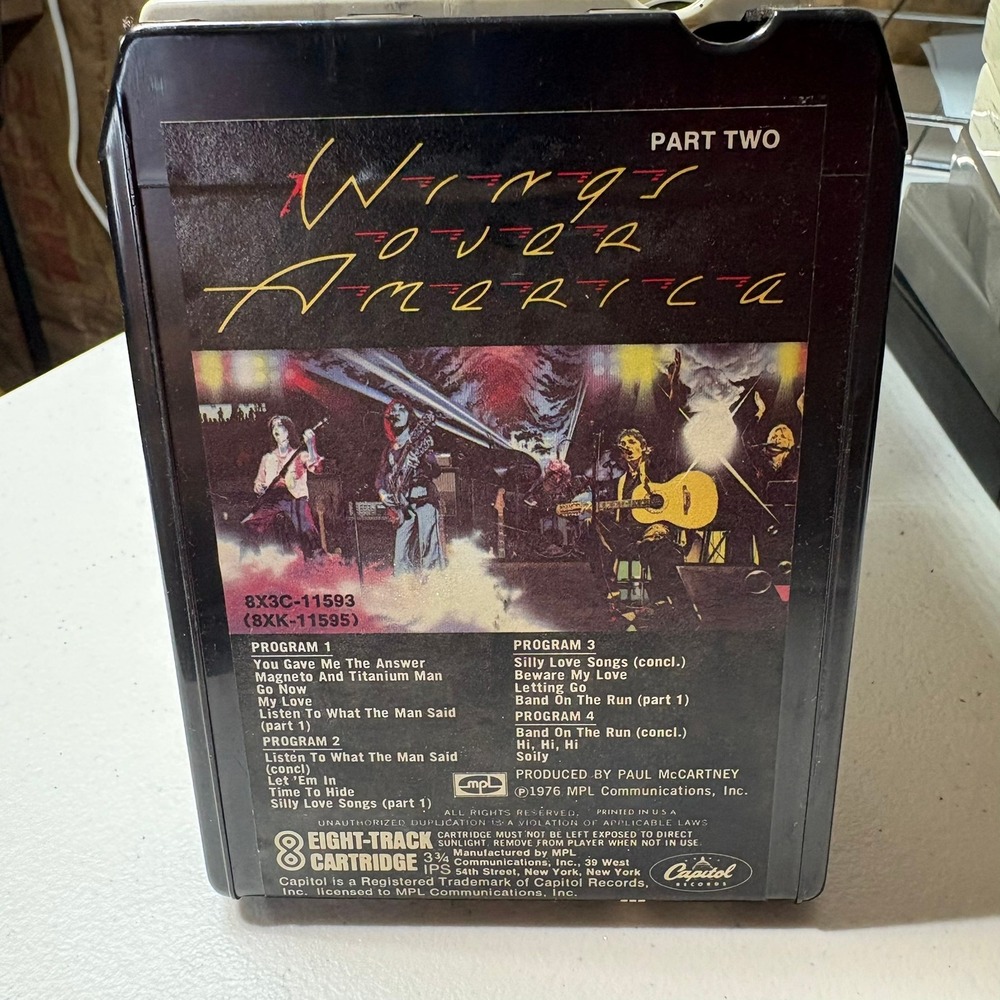 Wings Over America Part Two Paul McCartney & Wings 8-Track Tape 1976 Rock Live